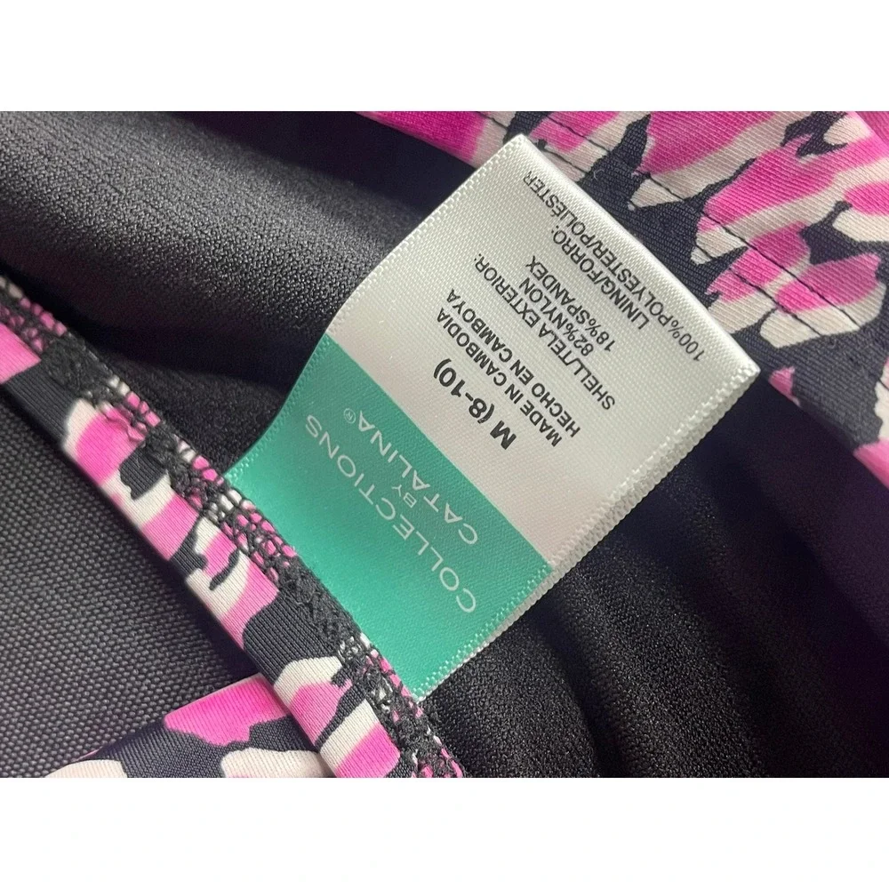 Collections by Catalina Pink Leopard Print Tankini Swimsuit Set Womens Med 8-10‎